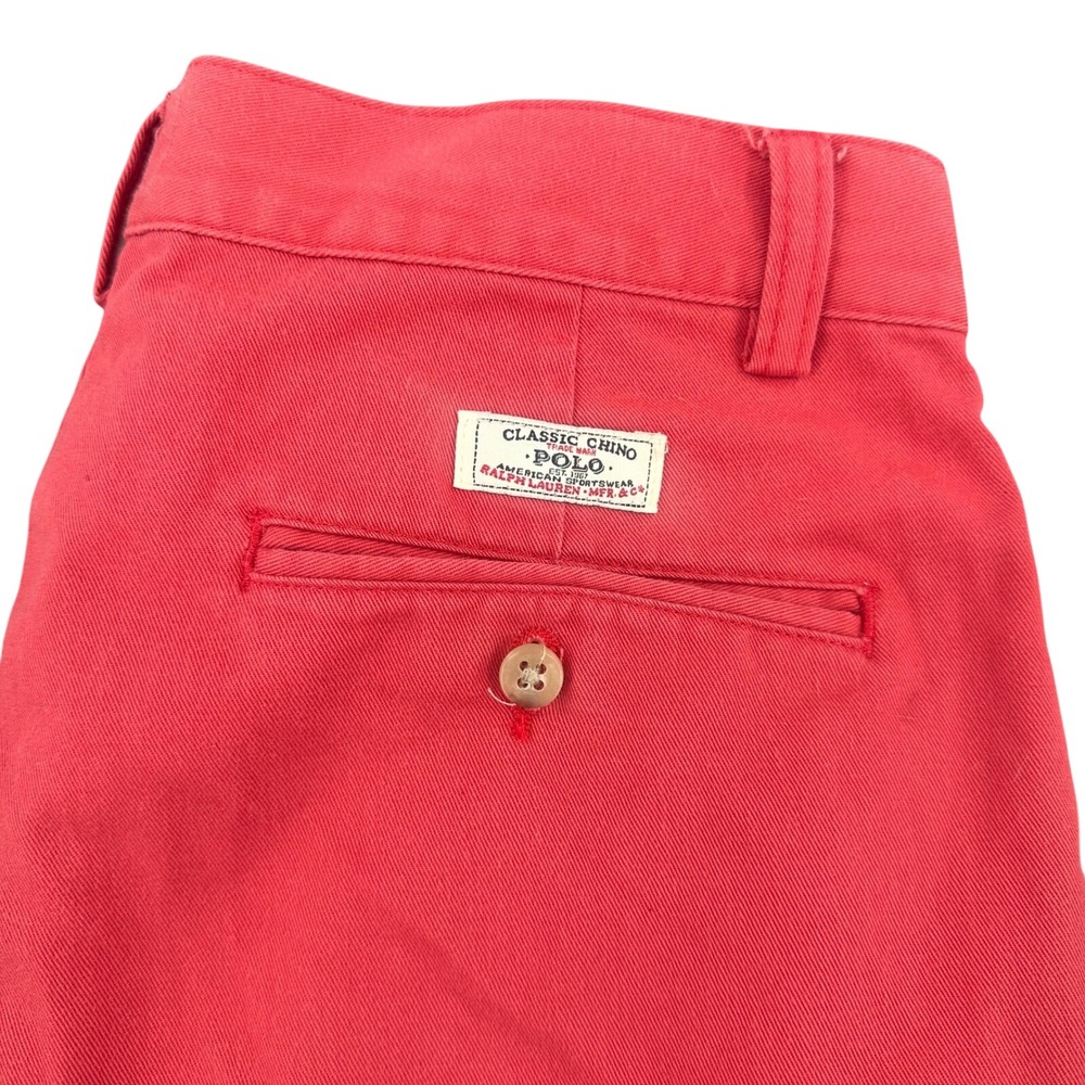 Polo Ralph Lauren Tyler Short Mens 33 Red Pleated Classic Chino Cotton Shorts